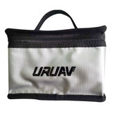 حقيبة تخزين بطارية URUAV Fireproof LiPo القابلة للانفجار والمعززة للسلامة ومقاومة الماء 155x115x90mm مع مقبض مضيئ فضي