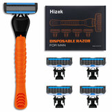 Ανδρική ξυριστική μηχανή ξυριστικών μαλλιών Hizek Handheld μίας χρήσης ξυραφιού W/ 5τεμ λεπίδες