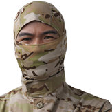 Taktische Vollgesichtsmaske mit Kapuze und camouflage Jagdhut für den Winter