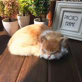 Realistic Sleeping Cat Lifelike Plush Fake Kitten Fur Furry Animal Figurine Toys Home Decorations