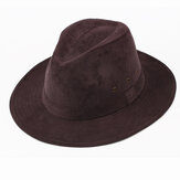 الرجال الشتاء الدافئة القطن واسعة الحواف أعلى قبعة عارضة منتصف العمر الجاز كاب قبعة فيدورا