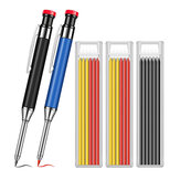 Conjunto de lápis de carpinteiro de metal sólido para marcador de furo profundo com minas de recarga, ferramenta de marcação de marcenaria, lápis mecânicos de furo profundo