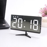 Reloj digital de mesa LED sin marco con control táctil, espejo con pantalla de temperatura, hora y fecha para oficina o decoración del hogar