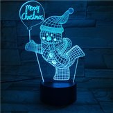 Frohe Weihnachten Skifahren Schneemann USB 3D LED Leuchtet Colorful Touch Night Light