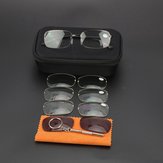 +2.50 Half-frame Bifocals Reading Óculos Óculos Unissex com 4 pares de Bifocals Lenes + 1 par de óculos de sol Lente + Screwdirver + Óculos Tecido