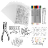 182Pcs набор пластиковых листов для термоусадочной оболочки, набор бумаги Shrinky Art, отверстия для пробивки, брелоки DIY