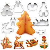 8Pcs Stainless Steel 3D Christmas Cookie Cutters Xmas Cake Mould Cutter Baking Set 