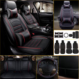 Universal 5-Seat Front and Rear Car Seat Cover with Neck Lumbar Pillow Steering Wheel Cover Full Set