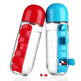 Botella de agua IPRee® de 600 ml, organizador de pastillas de 7 días, taza de bebida a prueba de fugas