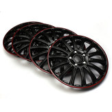 4pcs Plastic Universal Set of 14inch Red Black Car Sports Wheel Trims Cover Hub Caps