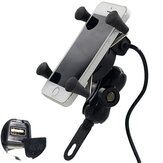 12V-30V 3.5-6 inch Motorfiets Telefoon GPS Houder X-Stijl USB Oplader Voedingsaansluiting