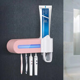 Держатель для зубных щеток с УФ-стерилизацией и диспенсером для зубной пасты на 4 отверстия, настенный крепеж для хранения зубных щеток и уборки в ванной комнате