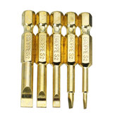 Broppe Gold 5pcs 2-6mm Magnetic Flat Slotted Tip Screwdriver Bits 1/4 Hex Shank Screwdriver