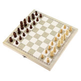 Πτυσσόμενο ξύλινο σετ σκακιού 3 σε 1 με ντάμα και backgammon για παιδιά και ενήλικες