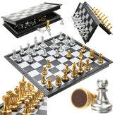 Schachspiel Silberne Goldene Figuren Faltbares Magnetisches Faltbares Brett Zeitgenössisches Set