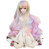 Nova peruca rosa com degradê para boneca SD BJD de 8-9'' (22-24 cm), cabelo longo e cacheado para cosplay