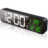 Relógio de mesa digital eletrônico com display LED HD 3D, Termômetro de temperatura, data, alarme duplo e música via USB