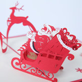 Christmas Santa & The Reindeer 3D Pop Up Greeting Card Christmas Gifts Party Greeting Card 