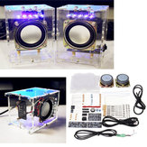 5V Mini USB Amplificador DIY Kit de altavoces 70x75x103mm 3W por canal Acrílico transparente Caso