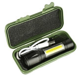 XANES 1517B XPE+COB Dual Lumières 1000Lumens Zoomable USB Rechargeable EDC Tactique LED Kit de Lampe de Poche