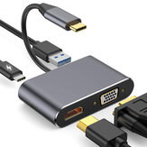 Bakeey 4-в-1 адаптер концентратора USB-C с зарядкой 60 Вт Type-C PD / USB 3.0 / 4K HD видеовыход Дисплей / VGA Неоригинальный
