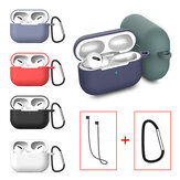 Bakeey Silicone Shockproof Dirtproof Earphone Storage Case with Keychain & Anti-lost Rope for Apple Airpods Pro 2019