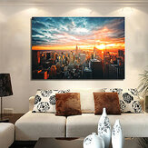 New York City Night Silk Cloth Poster Painting Modern Wall Paper Art Oil Picture Living Room Home Decor