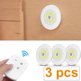 3Pcs Night Lights Under Cabinet Lighting Kit COB LED Light Closet Bulb Kitchen Shelf Counter with Remote Control