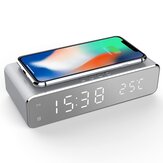 USB Digital LED Alarma de escritorio Reloj Con Termómetro Cargador inalámbrico para Samsung Huawei