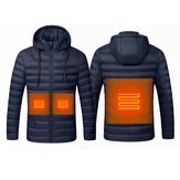 防水電気USBヒーティングウォームフード付きジャケット冬の加熱バック+腹部+ネックコートジャケット3温度制御
