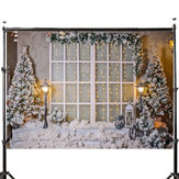 3х5ФТ 5х7ФТ Виниловое фотофоновое фоновое изображение Рождественской ёлки со снегом у окна со светом для студийной съёмки