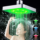 360 ° verstellbar 6 Zoll LED Licht Quadratischer Regenduschkopf Edelstahl 3 Farbwechsel Temperaturregelung Badezimmer Duschkopf