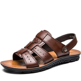 Men's Casual Summer Beach Flats Leather Shoes Sandals