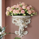 Cupido Anjo Gesso Corbel Prateleira de rack Resina Figurine Top Flower Insert Wall Art Decor