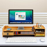 Suporte multifuncional para monitor de mesa de computador portátil tela riser prateleira de madeira suporte de armazenamento de mesa com cadeado