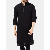 Camisa Blusa de algodón étnico pakistaní con mangas largas y pantalón, estilo Kurta Kaftán para hombres
