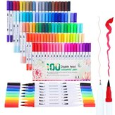 48/60/80/100 قطعة من أقلام الألوان ذات الرأس المزدوج تستخدم في الرسم والرسم على الورق برسم الألوان المائية، وهي مستلزمات فنية مدرسية.