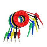 Cleqee P1045 5pcs 1M 4mm Stackable Banana plug to Test Clip Test Leads Durable Multimeter Testing Cables Copper 