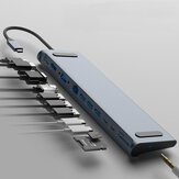 Bakeey Adaptateur hub USB-C Type-C 12 en 1 avec 3 ports USB 3.0 / 2 ports Type-C / Port de charge 60W Type-C PD / Interface d'affichage 4K HD / VGA / Gigabit RJ45 / Prise audio 3,5 mm / Lecteurs de carte mémoire