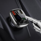 Baseus Dual USB gyorstöltő 4.0 autós töltő FM adó Bluetooth autós készlet LCD MP3 lejátszó iPhone X XS készülékhez HUAWEI P30 Oneplus 7 MI9 MI8 S10 S10  