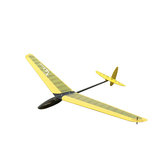 Avión de RC de lanzamiento manual de madera de balsa GTRC amarillo con envergadura de 950 mm y tubo de fibra de carbono