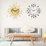 Duży 3D zegar ścienny z metalu, nowoczesne dzieło sztuki, kwiaty z diamentami, dekoracja domowa