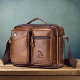 Genuine Leather Men Vintage Messenger Bag Briefcase Handbag Shoulder Bag Satchel Bag