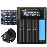 Cargador inteligente multiusos Yonii D4 de cuatro ranuras con batería recargable por USB para baterías 18650/26650/21700/AAA