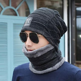 Knitted Wool Cap And Velvet Padded Hood [Hat Collar] Two-Piece Suit Beanie
