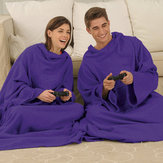 180cm Soft Fleece Wearable Blankets with Sleeves Cozy Wrap Warm Throw Travel Plush Fabric 