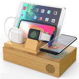Bamboo 4 порта USB док-станция с беспроводным зарядным устройством Qi Держатель телефона Держатель планшета Подставка для часов для планшета Smart