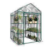 بيت زجاجي محمول بثلاث طبقات 6 رفوف غطاء بلاستيكي للحديقة يغطي النباتات والزهور 143X143X195 سم
