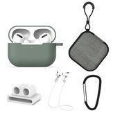 Bakeey 5 in 1 Silicone Shockproof Dirtproof Earphone Storage Case with Strap Hook Keychain Anti-lost Strap Storage Bag for Apple Airpods Pro 2019