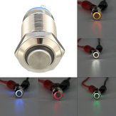 Gümüş 12mm LED Metal Itme Düğmesi Kilitleme Anahtarı 4Pin Su Geçirmez İtme Düğmesi